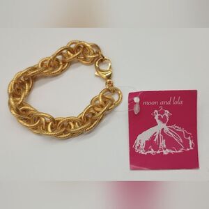 NWT MOON & LOLA "Preston" Gold Metal Large .5 inch Chain Link 8 inch Bracelet